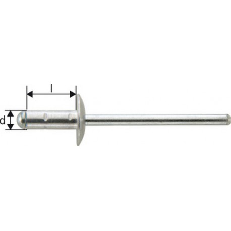 Rivet aveugle multiserrage alu/acier tête large 4,8x10mmGesipa (Par 1000)