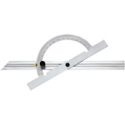 Rapporteur d'angle, réglable et coulissant en Long., Arc gradué : 300 mm, Long. des branches 600 mm