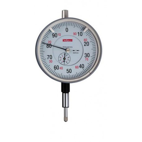 Comparateur à grand Ø de boîtier, boîtier métallique, Ø extérieur : 80 mm, Lecture 0,01 mm, Plage de mesure 10 mm, 1 tour d'aiguille : 1,0 mm