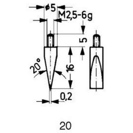 Touche de mesure acier type 20/5,0mm KÄFER 1 PCS