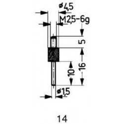 Embout de mesure, en carbure, Modèle : cylindrique Goupille Ø 1,5 mm