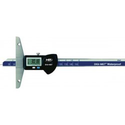 Jauge de profondeur numérique DIGI-MET® IP67, Plage de mesure : 300 mm, Modèle à vis de blocage, Long. de l'embase 150 mm, Ø de la tige de mesure : 1,5 mm