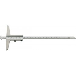 Jauge de profondeur pour mesure de gorges et d'écarts, Plage de mesure : 200 mm, Modèle à vis de blocage, Long. de l'embase 100 mm