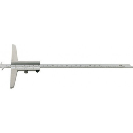 Jauge de profondeur pour mesure de gorges et d'écarts, Plage de mesure : 200 mm, Modèle à vis de blocage, Long. de l'embase 100 mm
