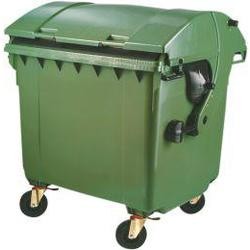 Container poubelle plastique 1,1m3 couvercle arrondi bleu