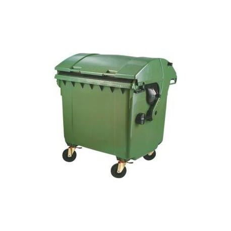 Container poubelle plastique 1,1m3 couvercle arrondi bleu