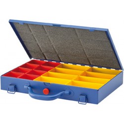 Casier de rangement en métal à 16 boîtes en plastique interchangeables, Dimensions : 330 x 220 x 50 mm
