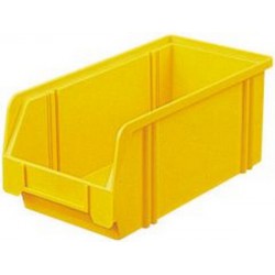 Bacs à bec, empilables, en polystyrène incassable, Taille : 3A, Dimensions 290/245 x 140 x 130 mm, Couleur jaune