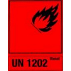 Autocollant marchandise dangereuse pour bidons d'essence en tôle d'acier, Désignation : UN 1203 Essence