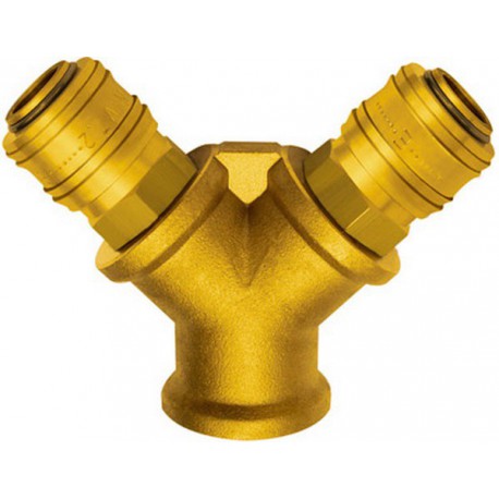 Distributeur laiton avec 2 coupleurs filetage mâle F1/4" RIEGLER 1 PCS