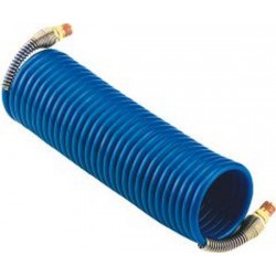 Tuyau flexible spiralé en nylon avec raccord vissable, Dimensions : 11,8 x 9,5 mm, Raccord R 3/8 pouces, Ø de spirale extérieure 140 mm, Long. : 5,0 m