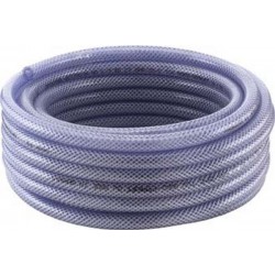 Tuyau tissu en PVC transparent, Dimensions : 12,5 x 3 mm, Long. 50 m