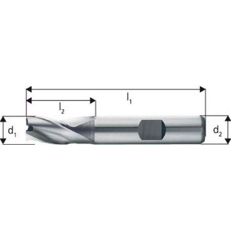 Fraise à rainurer extra courte, type N, en acier à coupe rapide à 8% de cobalt, sans revêtement, Ø d1 - e8 : 3,0 mm, Long. totale l1 49 mm
