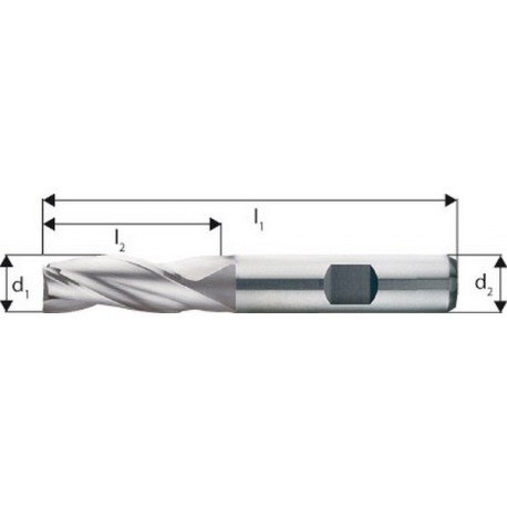 Fraise à rainurer courte, type N, en acier à coupe rapide à 8% de cobalt, sans revêtement, Ø d1 - e8 : 12,0 mm, Long. totale l1 83 mm