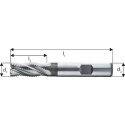 Fraise d'ébauche courte, type HR, 3 à 6 dents, en acier à coupe rapide à 10% de cobalt, sans revêtement, Ø d1 - k12 : 8,0 mm