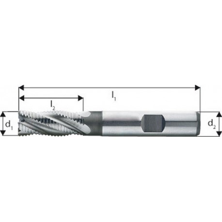 Fraise d'ébauche courte, type HR, 3 à 6 dents, en acier à coupe rapide à 10% de cobalt, sans revêtement, Ø d1 - k12 : 20,0 mm