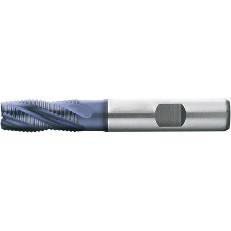 Fraise d'ébauche courte, type HR, 3 à 6 dents, en acier à coupe rapide à 10% de cobalt, surface recouverte de TiAIN, Ø d1 - k12 : 5,0 mm