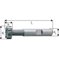 Fraise pour rainures en T, Ø x Larg. : d1-d11 x b - d11 : 28,0 x 12 mm, Long. totale l1 85 mm, pour rainures en T, DIN 650 16, Ø de col env. : 13,0 mm