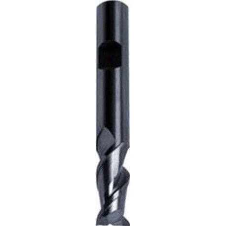 Fraise cylindrique longue, 2 dents, en carbure monobloc pour l'aluminium, Ø d1 - h10 : 16,0 mm, Long. totale l1 92 mm, Long. coupe l2 16 mm