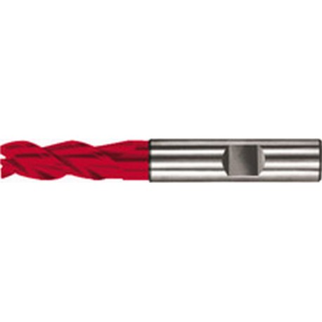 Fraise cylindrique universelle longue, 3 dents, 45°, en carbure monobloc UF, Fire, Ø d1 - h10 : 4,0 mm, Long. totale l1 57 mm, Long. coupe l2 8 mm