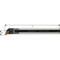 Barre d'alésage ISO 107,5° A..-SDQCR/L, à arrosage interne, Désignation : A16Q SDQCR 07, Ø queue - dg7 16 mm, Dimensions Ø min. 22 mm