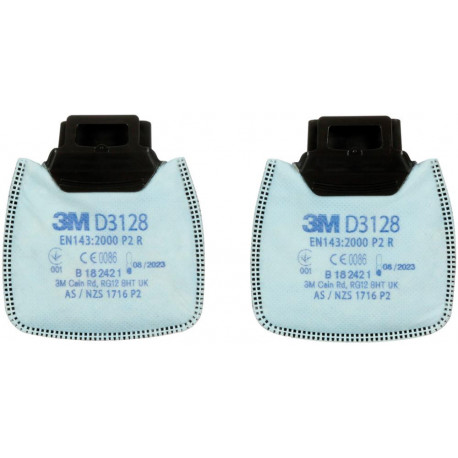 Filtres particules D3128 P2R au charbon actif 3M (Par 2)
