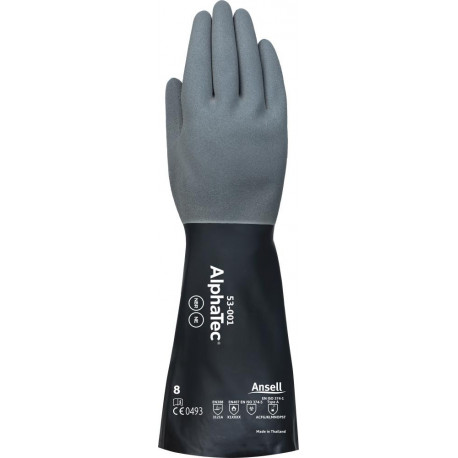 Gants de protection chimique AlphaTec 53-001 taille 10 gris/noir EN 388,EN 374,EN 407 6 PA (Par 6)