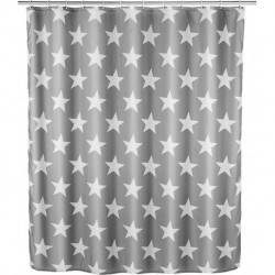 Rideau de douche Stella gris anti-moisissure 180 x 200 cm polyester, lavable