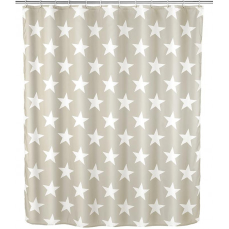 Rideau de douche Stella taupe anti-moisissure 180 x 200 cm polyester, lavable