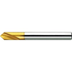 Foret à pointer CN, à queue cylindrique, 90°, en acier à coupe rapide à 5 % de cobalt, DIN 1835-B, surface avec revêtement TiN, Ø h8 : 6 mm