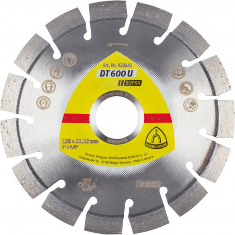 Disque diamant DT/SUPRA/DT600U/S/125X24X2223/15K/9 KLINGSPOR