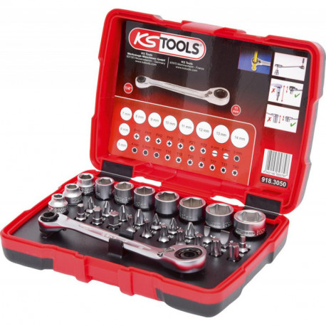 KS Tools 918.3050 - Coffret de douilles traversantes de 5 à 14mm et embouts de vissage 1/4" -32 pièces