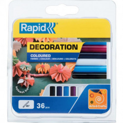 Batons de colles classique coloré Ř 7 x 90 mm 36 Unités Blister Rapid