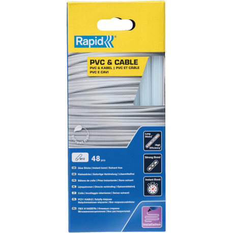 Batons de colles PVC/Kabel Ř 12 x 190 mm 48 Unités carton Rapid