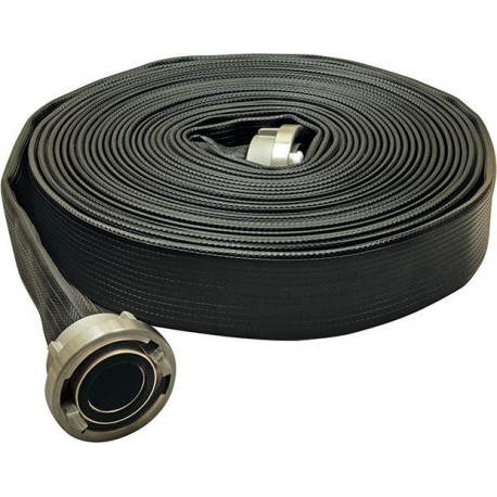 Tuyau plat polyvalent Syntex universel noir, caoutchouté C/52 m. raccord 20m OSW
