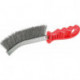 Brosse Fil d'acier inoxydable poignée plastique rouge poignée plastique 280 x 25 mm FORTIS