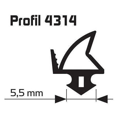 Joint de feuillure d'ouvrant noir Profil 25m 4314 pour fenętres et portes en plastique