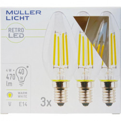 Ampoule LED 4W (40W) 220-240V E14 470lm 2700k 10.000h 3x