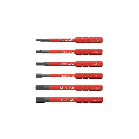 Set lame interchangeable slimBit electric 6-coté 6-pičces Wiha