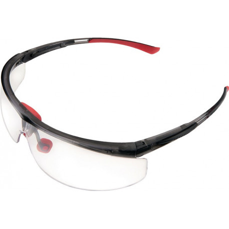 Lunettes de protection Adaptec EN 166-1FT branches noires/rouges, verres transp.