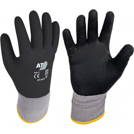 Gant Hit Flex V taille 9 noir tissu supp.3 fils gris ac mousse nitrile EN 388 catégorie EPI II ASATEX (Par 12)