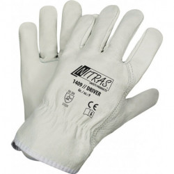 Gant Driver taille 10 gris cuir bovin plein EN 388 catégorie EPI II NITRAS (Par 12)