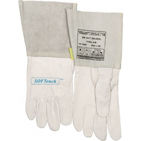 Gant de soudeur taille XXL (105) nature vachette/croûte/Softtouch EN 388 EN 12 (Par 5)