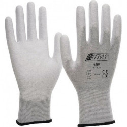 Gant de protection EN420 EN388 EN1149-3 EN16350 Taille XL ESD Nylon gris carbone PU partiellement enduit (Par 12)