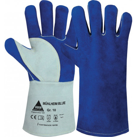 Gant de soudeur Bleu taille 11 bleu/gris cuir fleur de vachette refendu (Par 6)