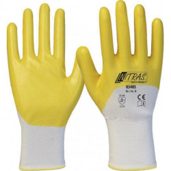 Gant de protectione 03405 Taille 9 blanc/jaune PES avec Nitril EN 388 PSA II 12 NITRAS (Par 12)