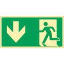 Panneau d'évacuation DIN EN ISO 7010 L297xl148 mm sortie de secours format hor.+personnage plastique
