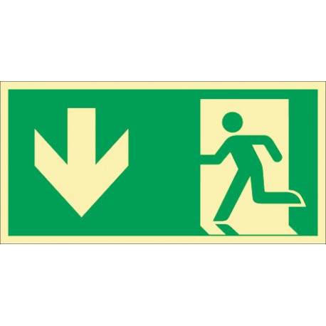 Panneau d´évacuation DIN EN ISO 7010 L297xl148 mm sortie de secours format hor.+