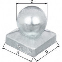 Chapeau de poteau 70x70mm D.60mm carré avec boule GAH (Par 6)