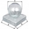 Chapeau de poteau 70x70mm D.60mm carré avec boule GAH (Par 6)